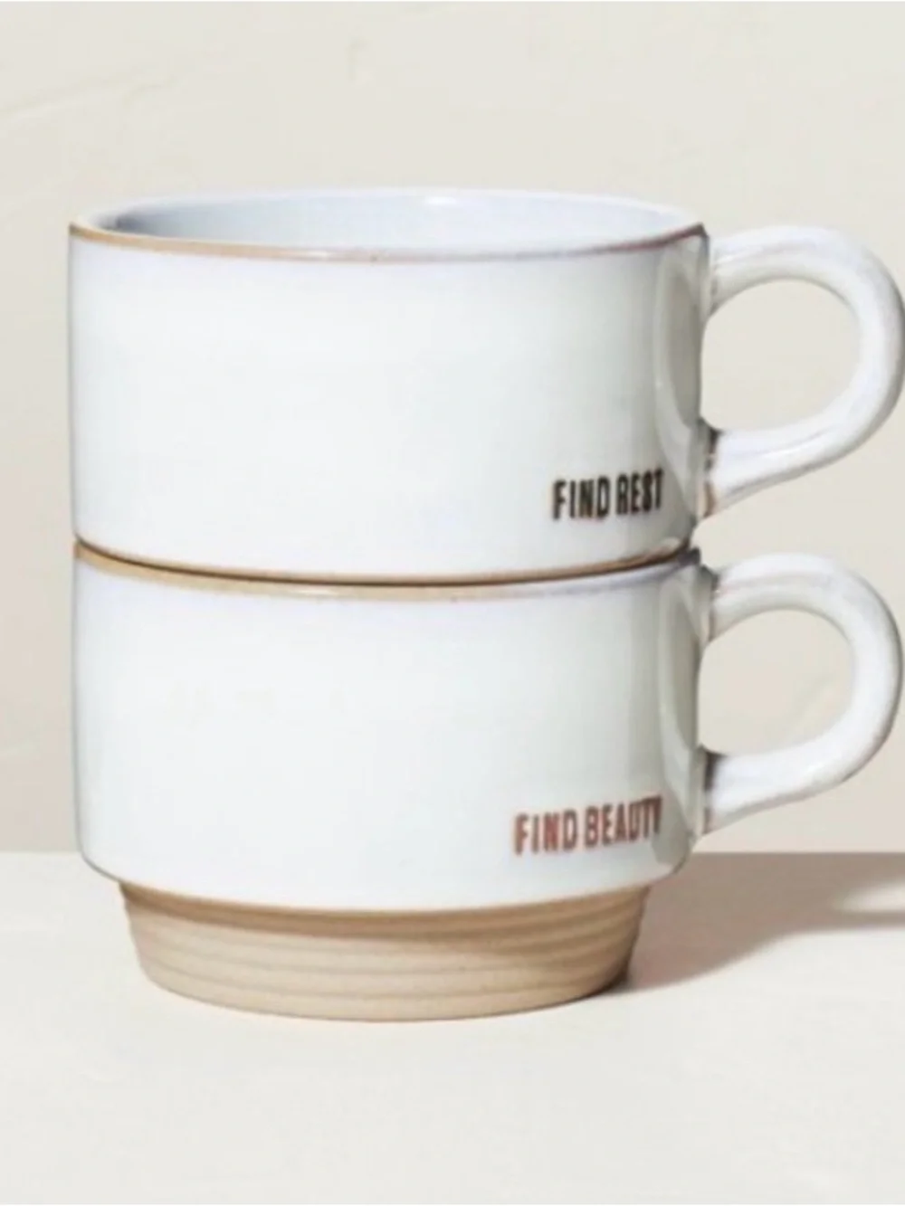 Hearth & Hand White Ceramic 'Find Rest' & 'Find Beauty' Mug Set